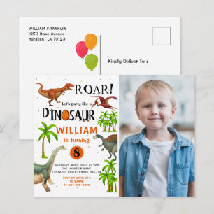 Roar Dinosaur Jungle Anniversaire Photo Invitation