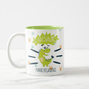 ROAR Green Dinosaurier Personalisiert Zweifarbige Tasse
