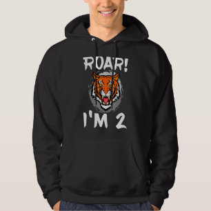 Roar I m 2 Tiger Animal Themed Birthday Party Cele Hoodie