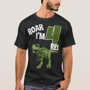 Roar ich bin 4 TRe Dinosaurier Geburtstagsparty 4  T-Shirt