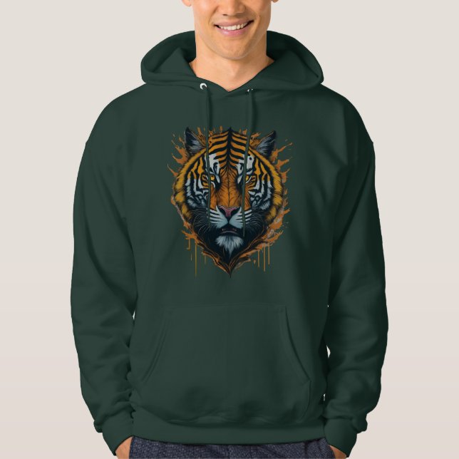 Roar in Rainbow: Ein mehrfarbiger Tiger Hoodie (Vorderseite)
