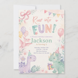 Roar Into Fun Dinosaur Invitation Editable Einladung