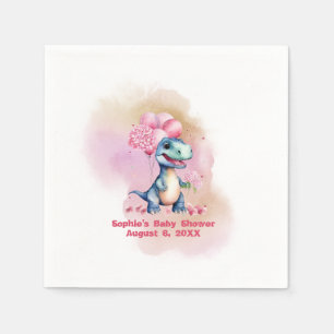 Roar It's a Girl T-Rex Baby Dinosaurier Pink Serviette