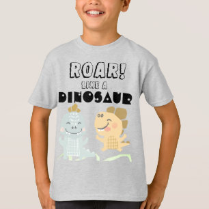 Roar like a Dinosaurier   Funny Boys Black Text T-Shirt