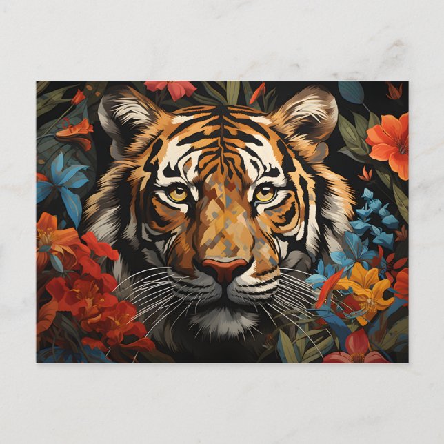 "Roar of Majesty: Tiger-Inspiriert fesseln Postkarte (Vorderseite)