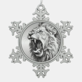 Roar of the Lion  Schneeflocken Zinn-Ornament