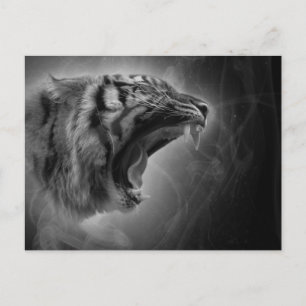 Roar of the Tiger Spirit Black and White Postkarte