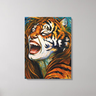 Roar of the Wild Heart - farbenfrohe Tigress Leinwanddruck