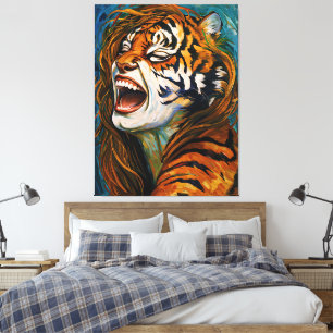 Roar of the Wild Heart - farbenfrohe Tigress Leinwanddruck