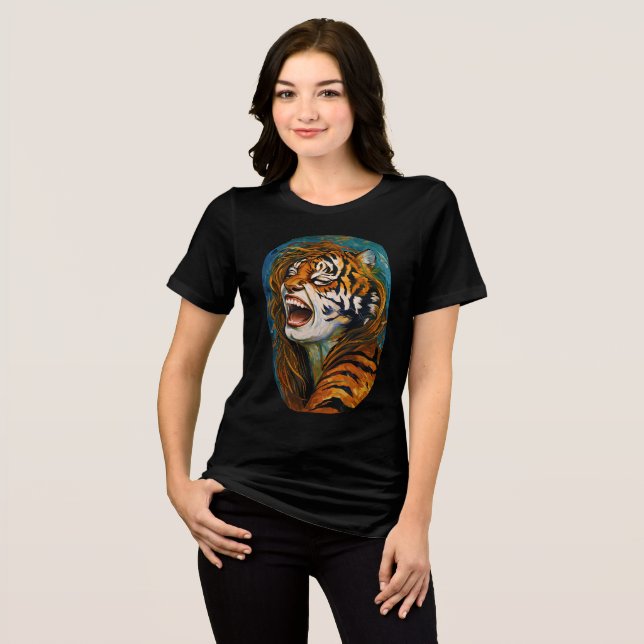 Roar of the Wild Heart - farbenfrohe Tigress Tri-Blend Shirt (Vorderseite voll)
