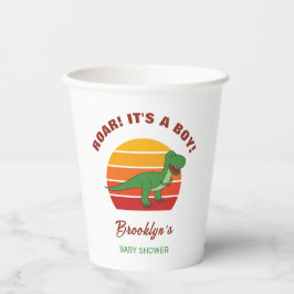 Roar seine a Boy Dinosaur Baby Dusche Retro Sonnen Pappbecher