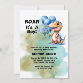 Roar seine a Boy T-Rex Dinosaur Baby Dusche Einladung