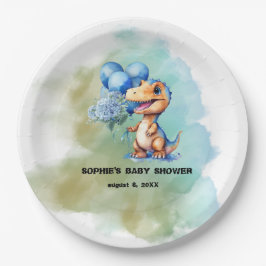 Roar seine a Boy T-Rex Dinosaur Baby Dusche Pappteller