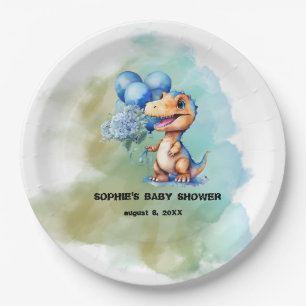 Roar seine a Boy T-Rex Dinosaur Baby Dusche Pappteller