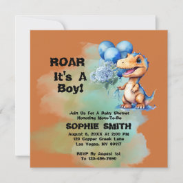 Roar seine a Boy T-Rex Dinosaur Baby Dusche Platz Einladung