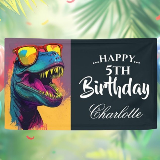 Roar-some Blue Dinosaurier Birthday Banner ( Ignite their imagination and let the adventure begin. Get yours now to add a roar of excitement!)