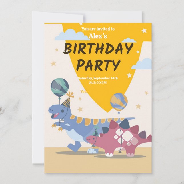 Roar-some Dino Party Einladungen: Spaß, einfaches  Einladung (Vorderseite)