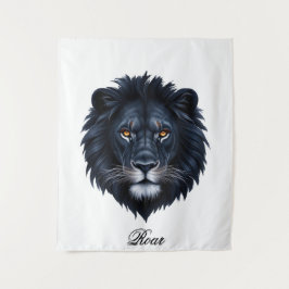 Roar Typografie Black Lion Face Wandteppich