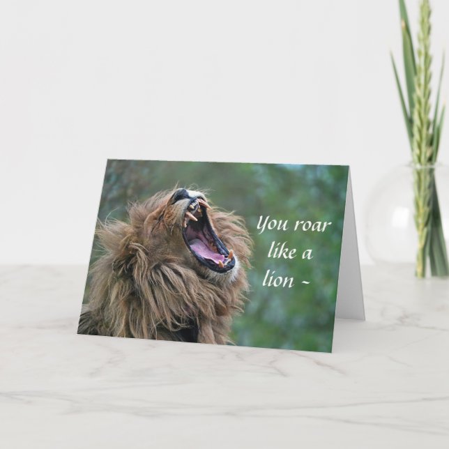 ROAR WIE EIN LION, ABER - BIRTHDAKARTE DANKESKARTE (Vorderseite)