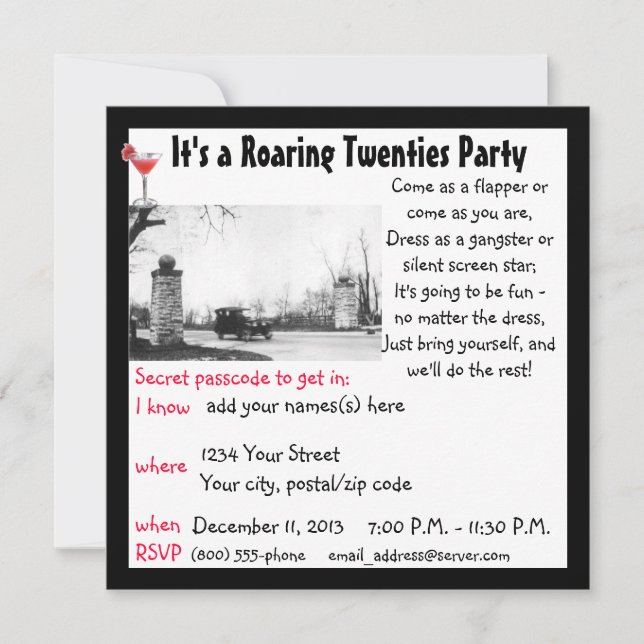 Roaring 20-Party Einladung (Vorderseite)