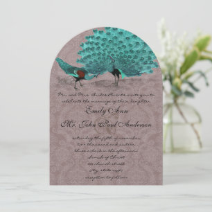 Roaring 20er Damask Turquoise Love Bird Peacock Einladung