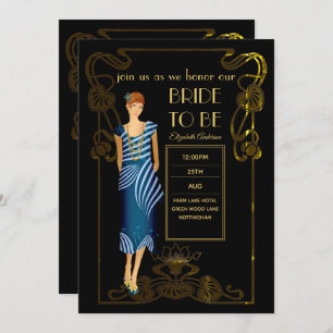 Roaring 20er Flapper Art Deco Gatsby Brautparty Einladung
