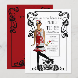 Roaring 20er Flapper Art Deco Gatsby Brautparty Einladung