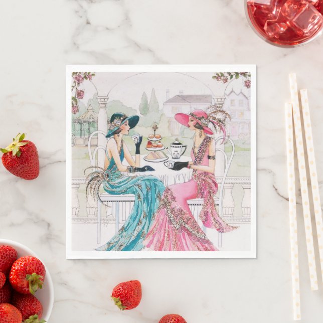 Roaring 20er Jahre Ladys Tea Party Art Deco Papier Serviette (Beispiel)