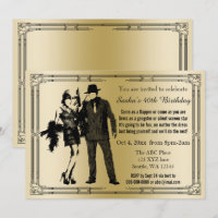 Roaring 20er Kunst Deko Flapper Girl and Gangster