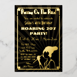 Roaring 20er Kunst Deko Flapper Girl Folieneinladung