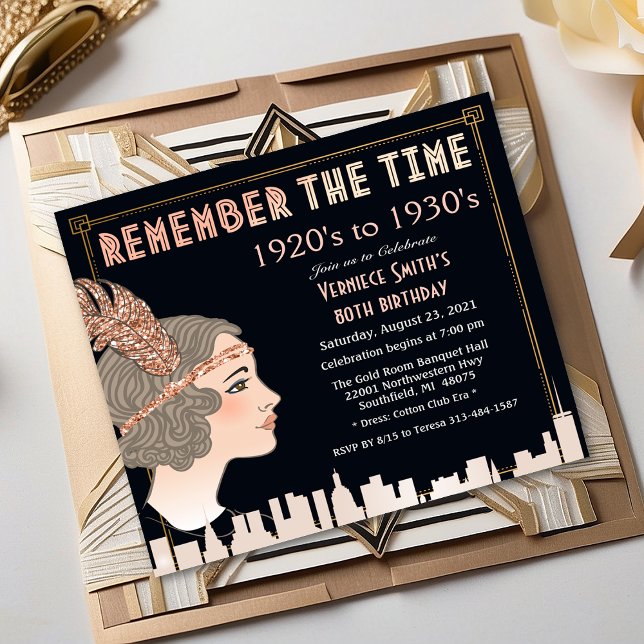 Roaring 20's 1920s Style Anniversaire Invitation (Créateur téléchargé)
