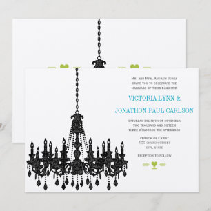 Roaring 20's Aqua Chandelier Hochzeit Einladungen