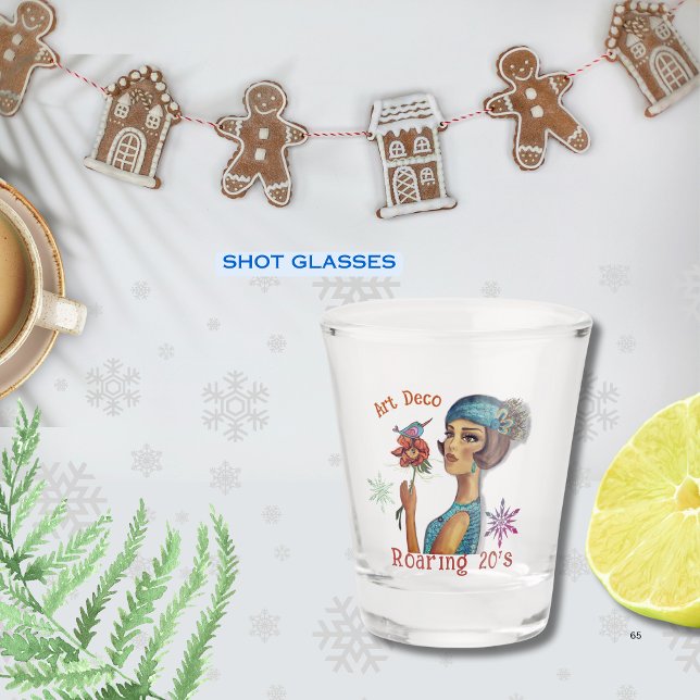 Roaring 20's Art Déco Blue Dress Schnapsglas (Roaring 20's Art Deco Blue Dress Shot Glass)