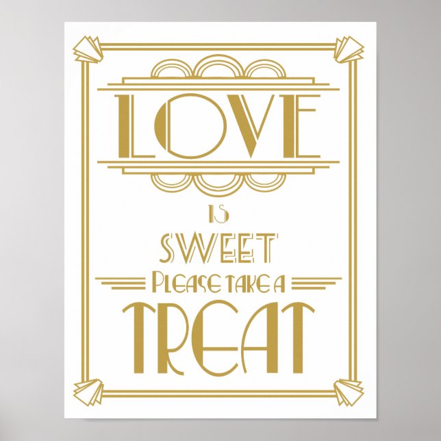 Roaring 20's Art Deco Liebe ist süß Print Poster (Vorne)