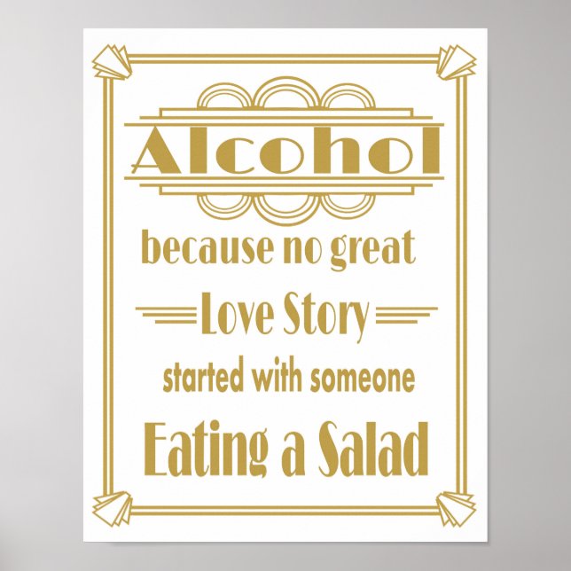 Roaring 20's Art Deko Wedding Alcohol Bar print (Vorne)