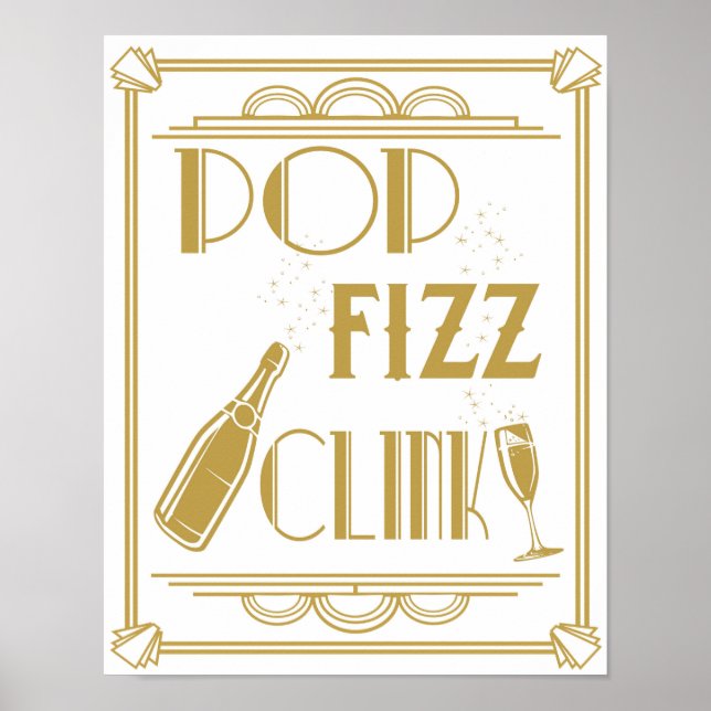 Roaring 20's Drinks Bar signieren Pop Fizz Clink P Poster (Vorne)