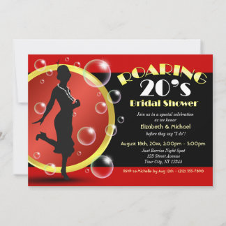 Roaring 20's Flapper Girl Bridal Dusche Einladung