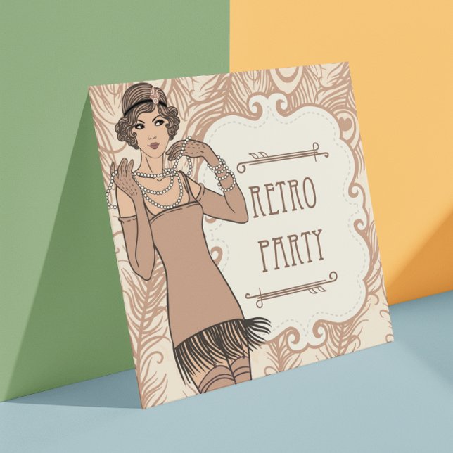 Roaring 20's Flapper Girl Retro Party Einladung (Von Creator hochgeladen)