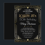 Roaring 20s Geburtstagseinladung Einladung<br><div class="desc">Gatsby Roaring Zwanziger Roaring 20er Art Déco Art Nuevo Black and Gold Party Geburtstagsfeier Einladung</div>
