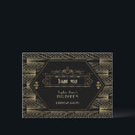 Roaring 20s Great Gatsby Art Deco 18. Geburtstag Dankeskarte<br><div class="desc">Great Gatsby Vintag Art Deco Geburtstagsparty Einladung. Das inspirierte Design der 20er Jahre ist in Schwarz und Gold gehalten und weist einen schönen geometrischen Stil des Art Déco auf. Verwenden Sie das Tool Personalisieren,  um Ihre Informationen hinzuzufügen. Siehe auch meine 18. Geburtstagskollektion.</div>
