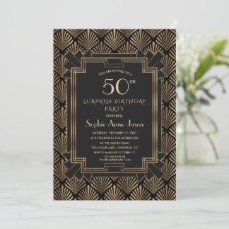 Roaring 20's Great Gatsby Art Deco 50th Birthday  Einladung