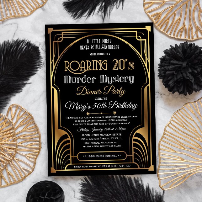 Roaring 20s Murder Mystery (auch Foil verfügbar) Einladung (Von Creator hochgeladen)