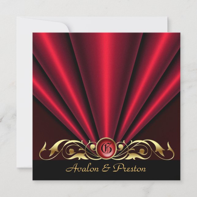 Roaring 20's Red Art Deco Bridal Dusche Einladung (Vorderseite)