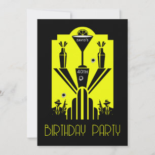 Roaring 20ties Art Deco Gangster Geburtstag Einladung