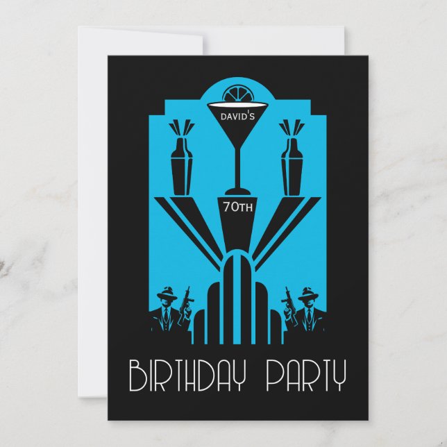 Roaring 20ties Art Deco Gangster Geburtstag Einladung (Vorderseite)