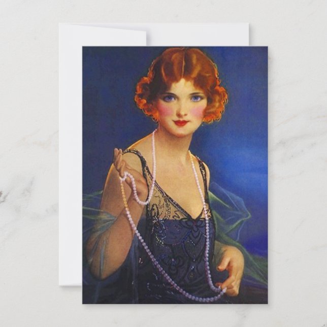 Roaring 20ties Midnight Blue Flapper Einladung (Vorderseite)