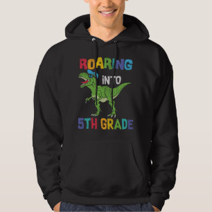 Roaring 5th Grade Back School T rex Dinosaur Kinde Hoodie