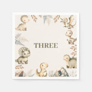 Roaring Boho Dinosaur Thema Geburtstag Serviette
