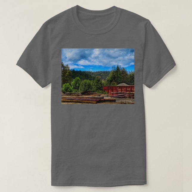 Roaring Camp und große Bäume T-Shirt (Design vorne)