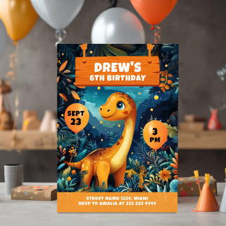 Roaring Dino Jungle Geburtstagabenteuer Einladung